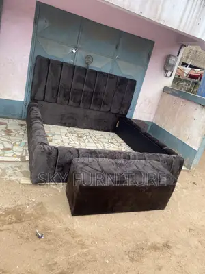 Awaken Queen Size Bed Frame With Side Drawer Ottoman