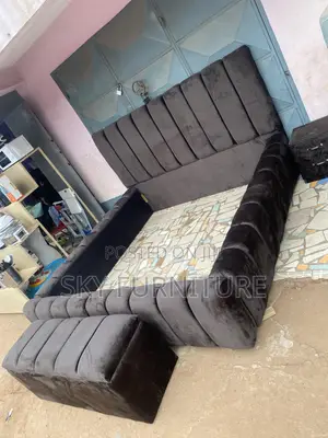 Awaken Queen Size Bed Frame With Side Drawer Ottoman
