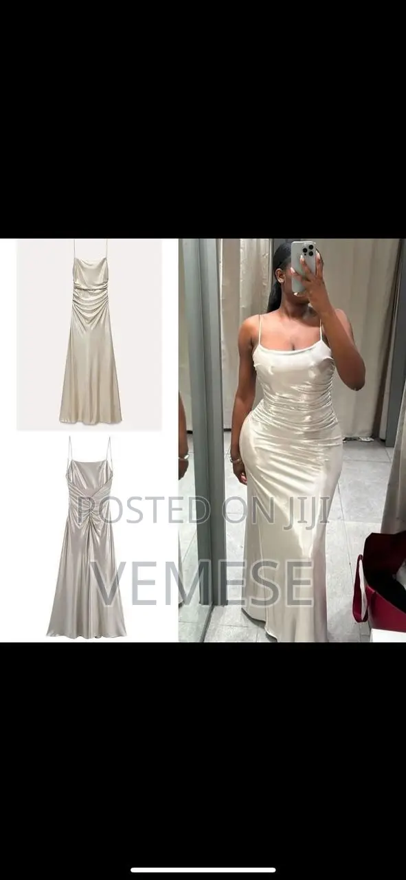 Satin Ruched Slip Maxi Dress