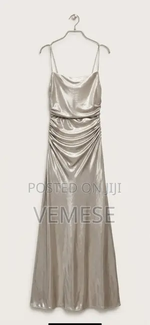 Satin Ruched Slip Maxi Dress