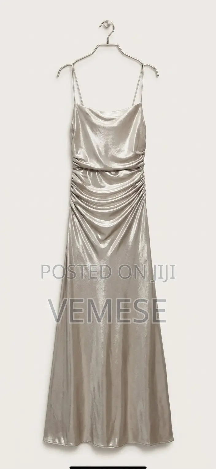 Satin Ruched Slip Maxi Dress
