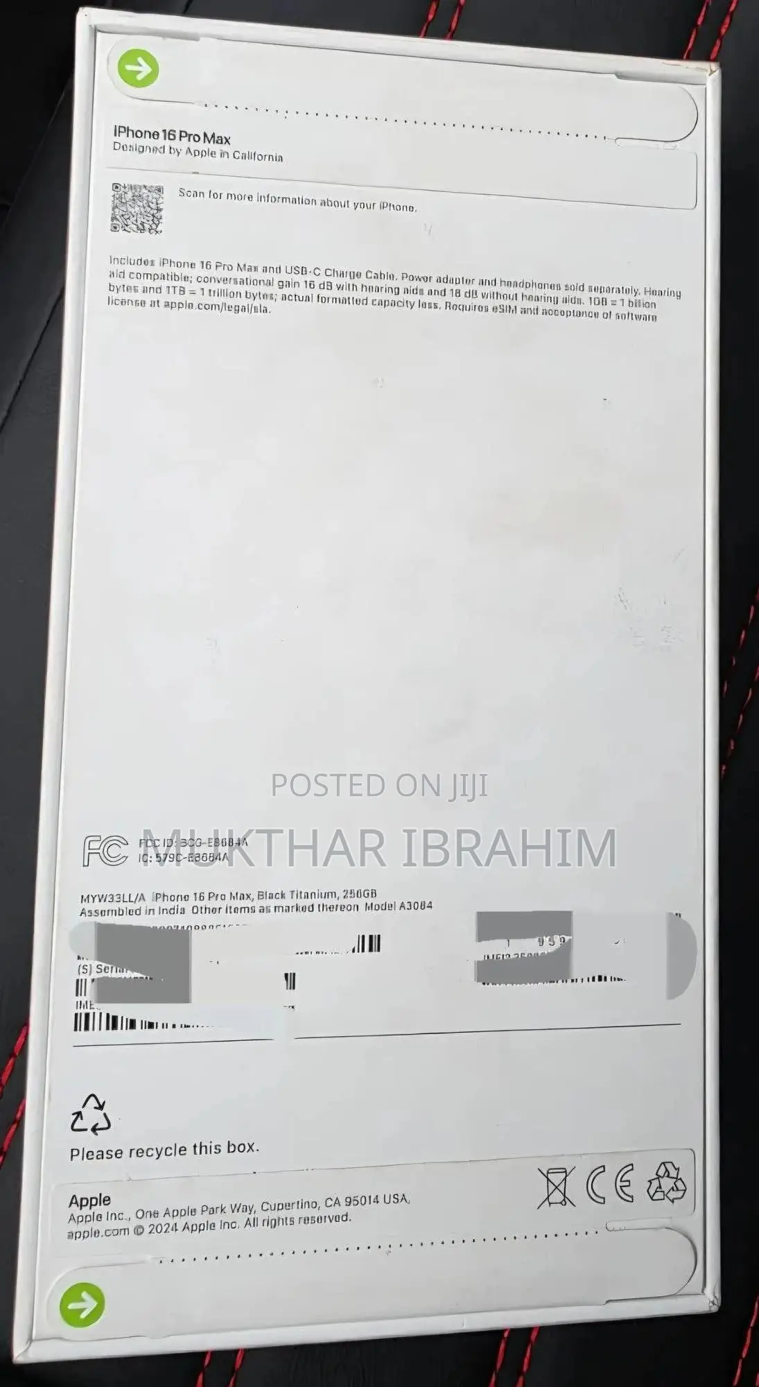 New Apple iPhone 16 Pro Max 256 GB Black