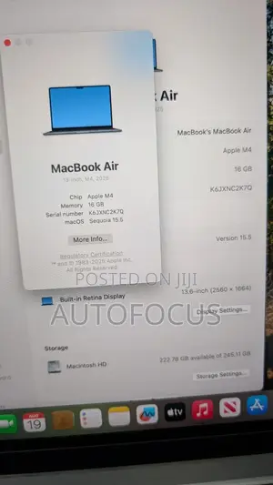 Laptop Apple MacBook Air 2025 M4 16GB Apple M4 SSD 256GB