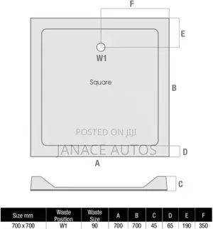 VR Bathrooms 70 X 70 X 45 Square Shower Tray