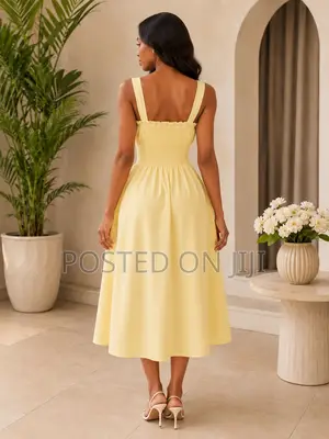Soft Yellow Casual Party Dress