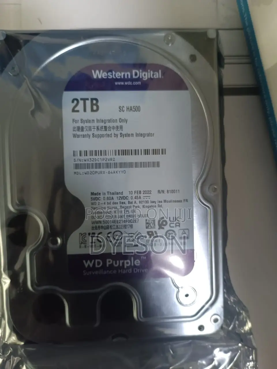 WD20PURX-64AKYYO 2TB Western Digital