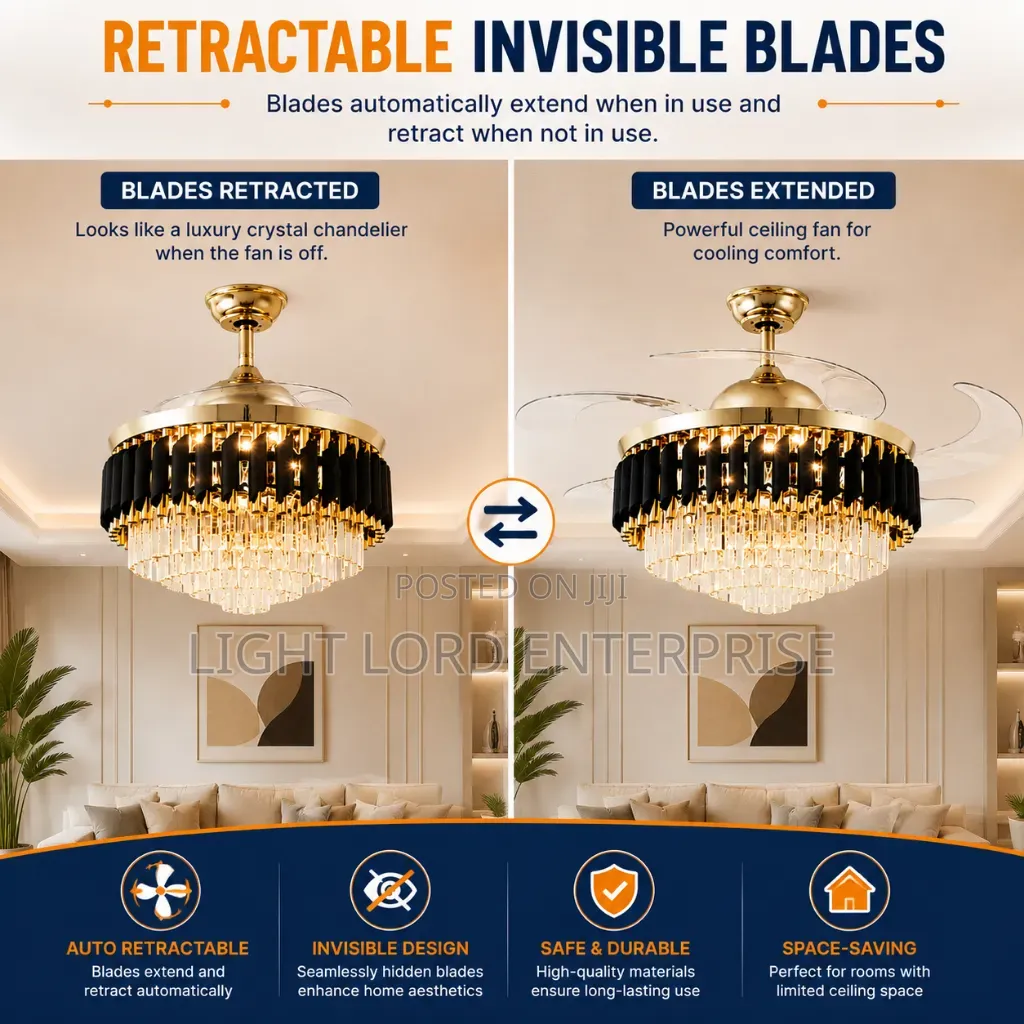 Hightest Quality 3in1 Chandelier Fan Light With Remote Control 48"