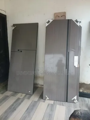 Wooden Coated Metal Door Single for Bedroom//Brown//Gray//Elegant