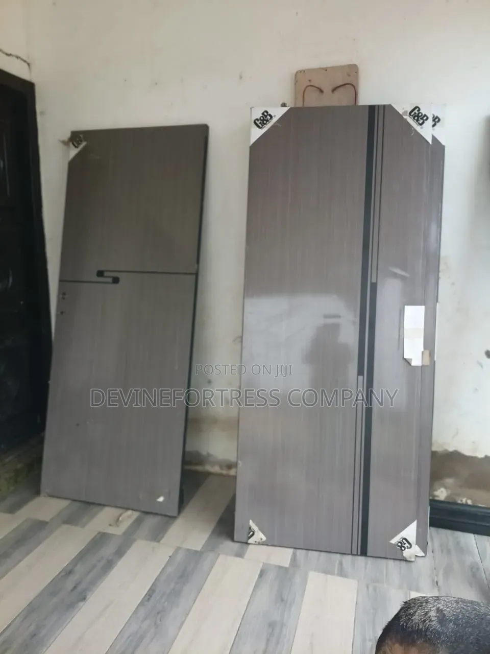 Wooden Coated Metal Door Single for Bedroom//Brown//Gray//Elegant