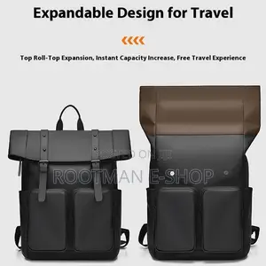 Roll-Top Laptop School Backpack, Waterproof