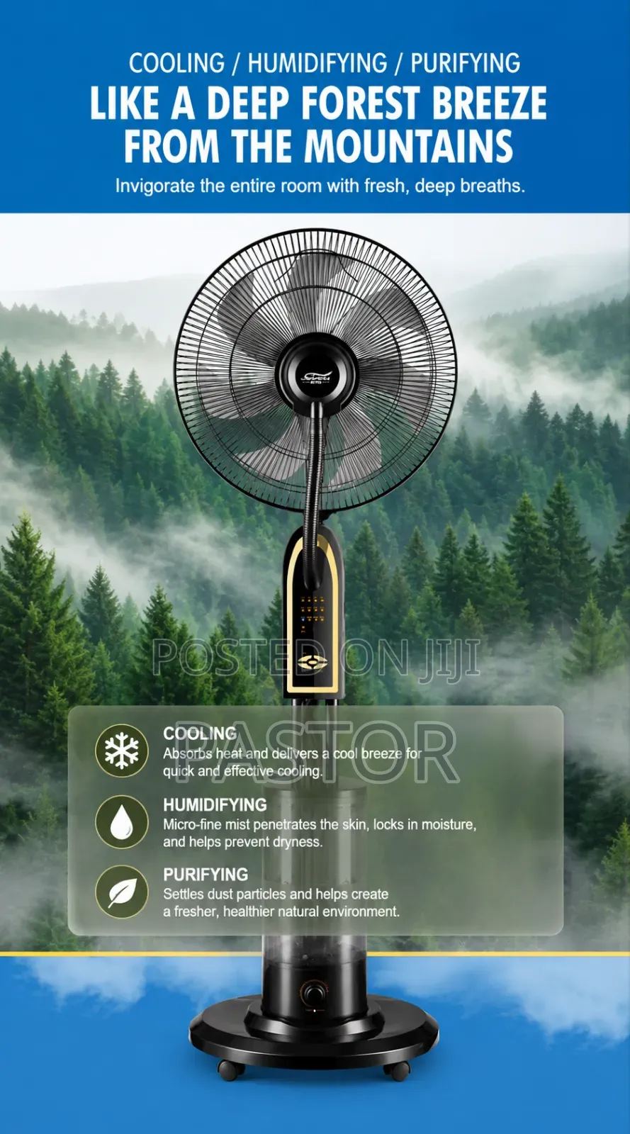 16-Inch Ultrasonic Misting Pedestal Standing Fan