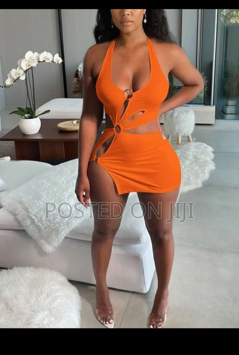Bold Orange Cut-Out Bodycon Mini Dress