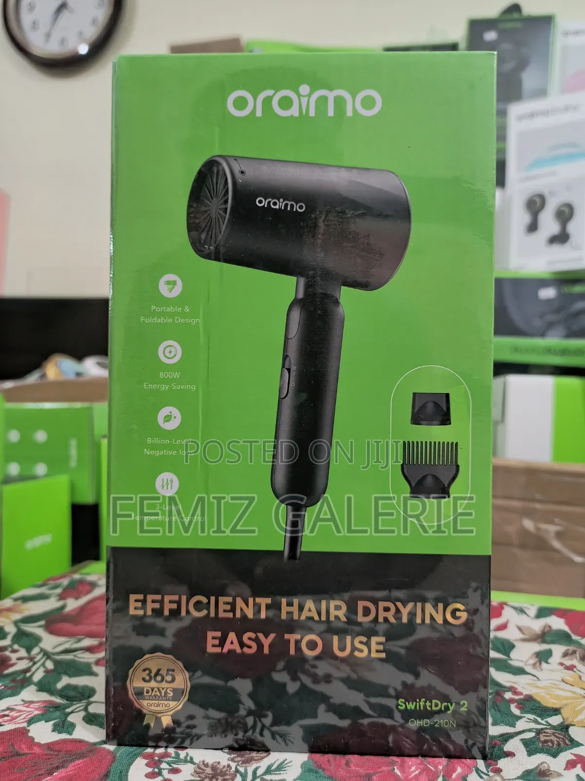 Oraimo SwiftDry 2 Foldable 800W Efficient Hair Dryer
