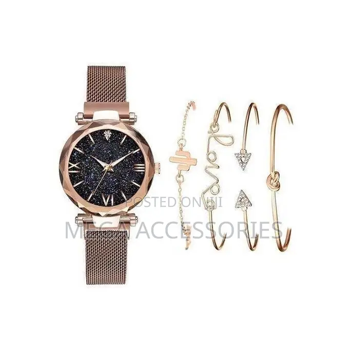 Women Magnetic Starry Sky Watch + 4pcs Bracelet