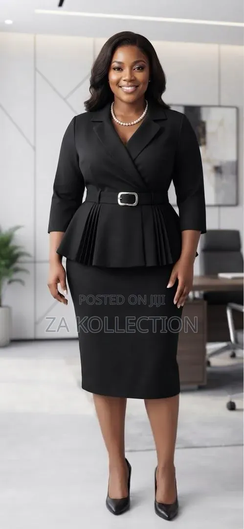 Women Fitted Black Pencil Official Dress
