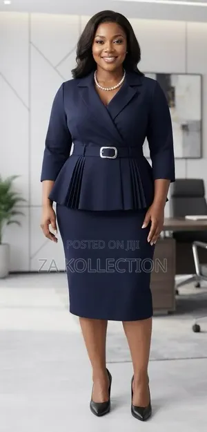 Women Fitted Black Pencil Official Dress