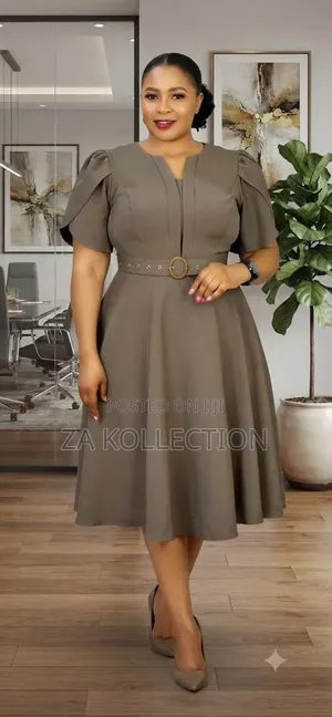 Ladies Flare Black Dress With Belt