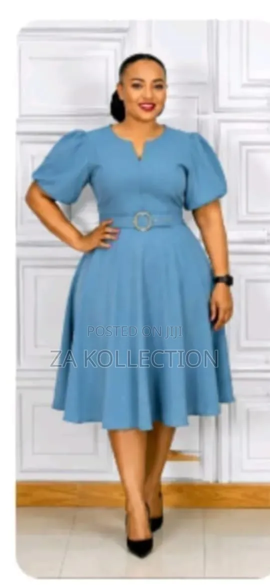 Ladies Flare Black Dress With Belt