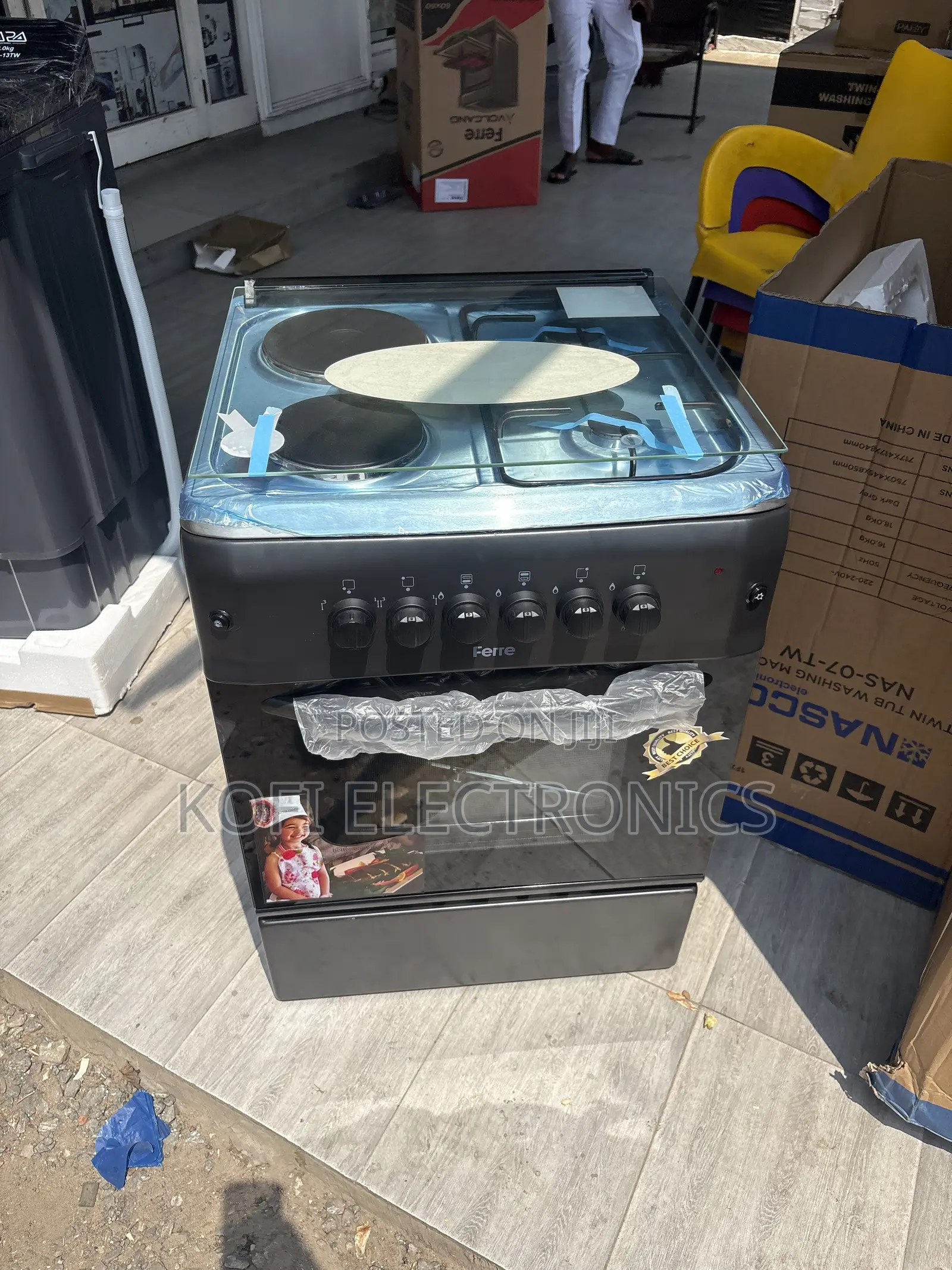Freestanding Hybrid Cooker 2 Gas Burners & 2 Electric Built-in Oven