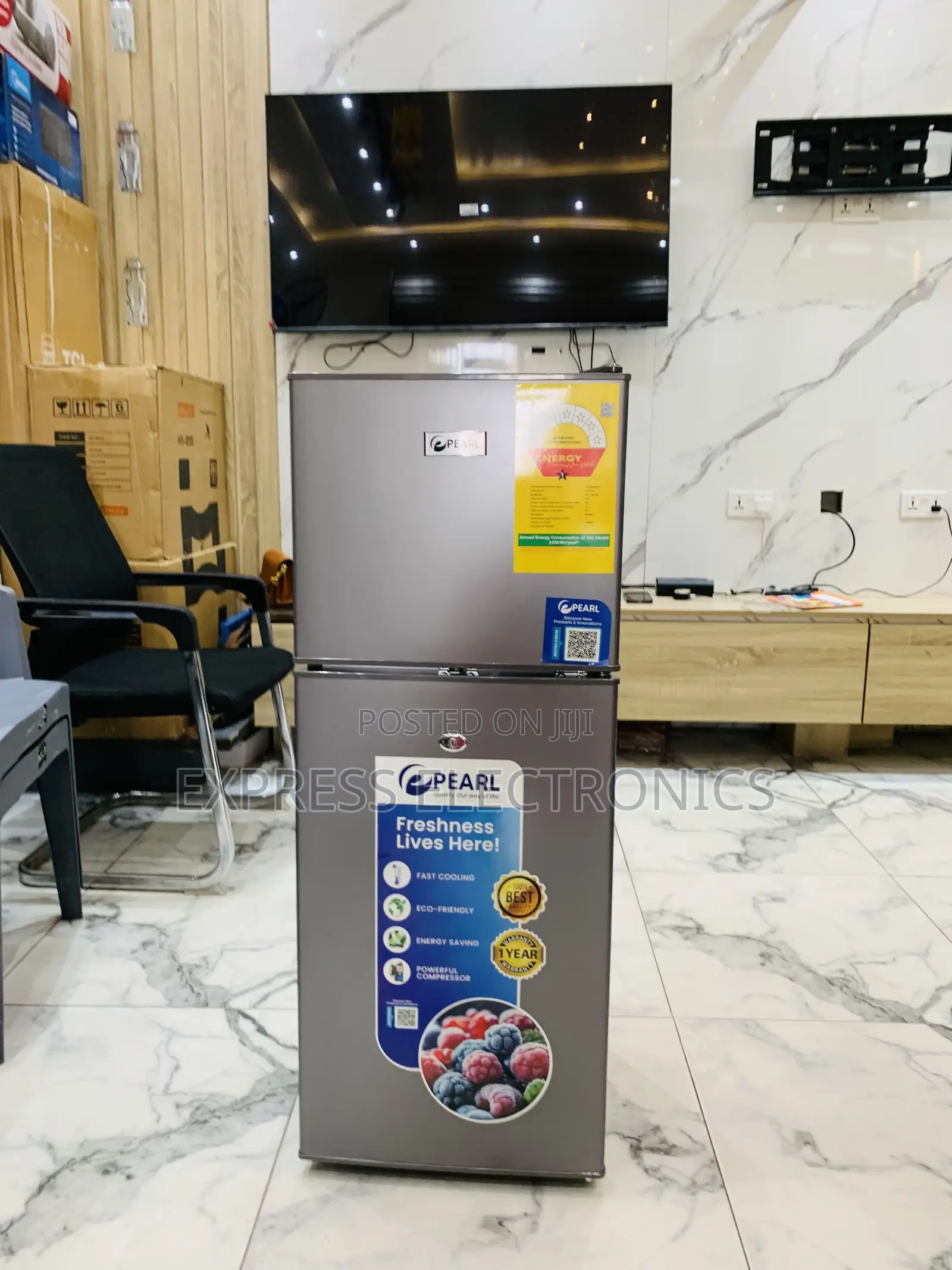 Highly Recommended Pearl PF-216TBG-5E 136L Double-Door Top-Freezer