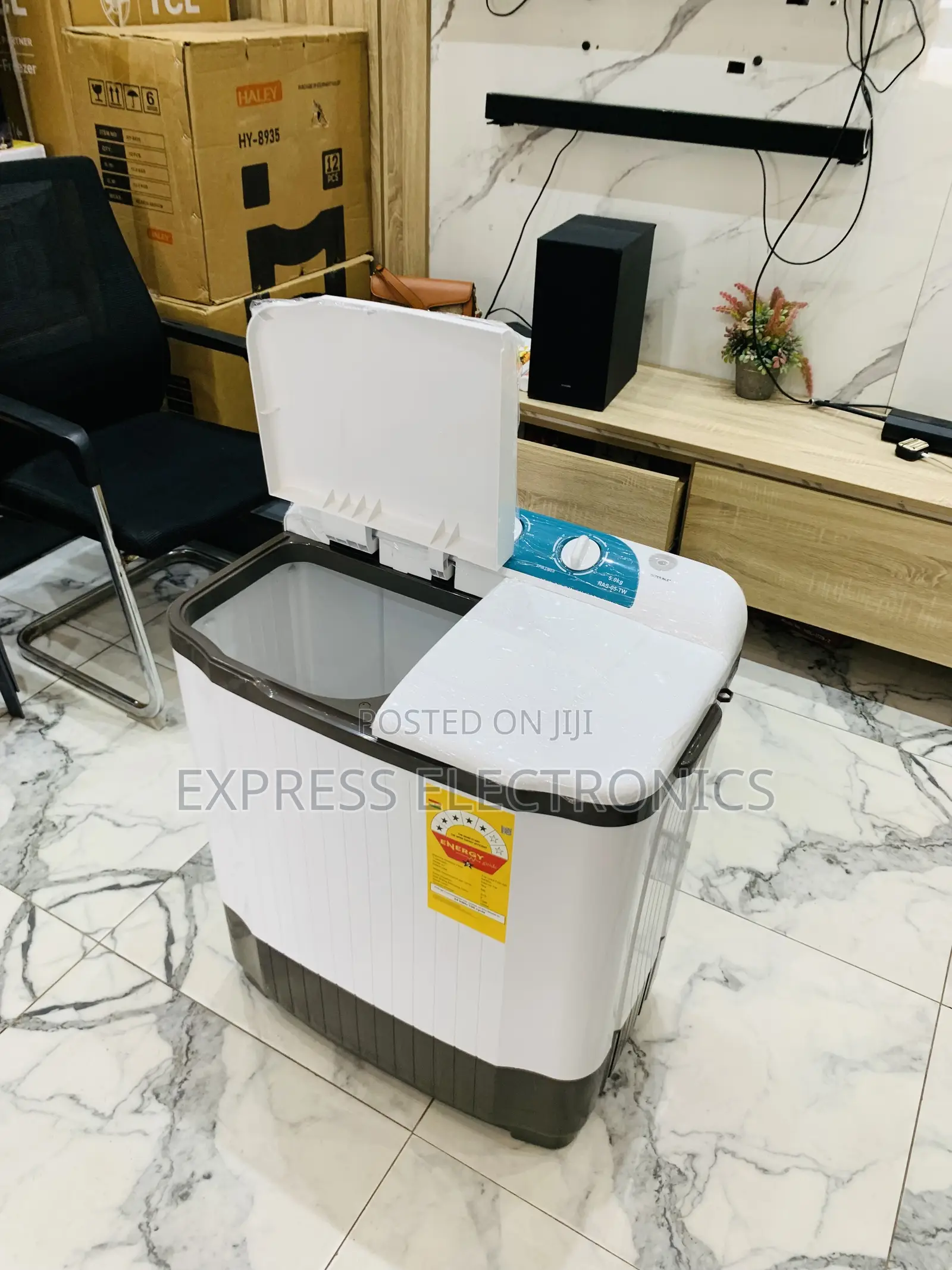 Nasco NASTT-B50FL 5kg Twin Tub Washing Machine - White Grey