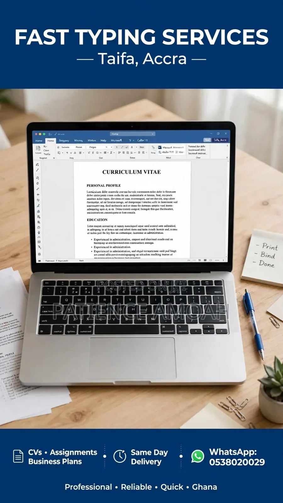 Fast Typing and CV Writer - Same Day Delivery at Taifa PDF
