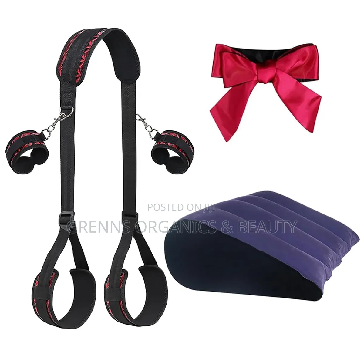 3pc BDSM Bondage Set Leg Spreader Wrist Cuffs Sex Pillow Blindfold