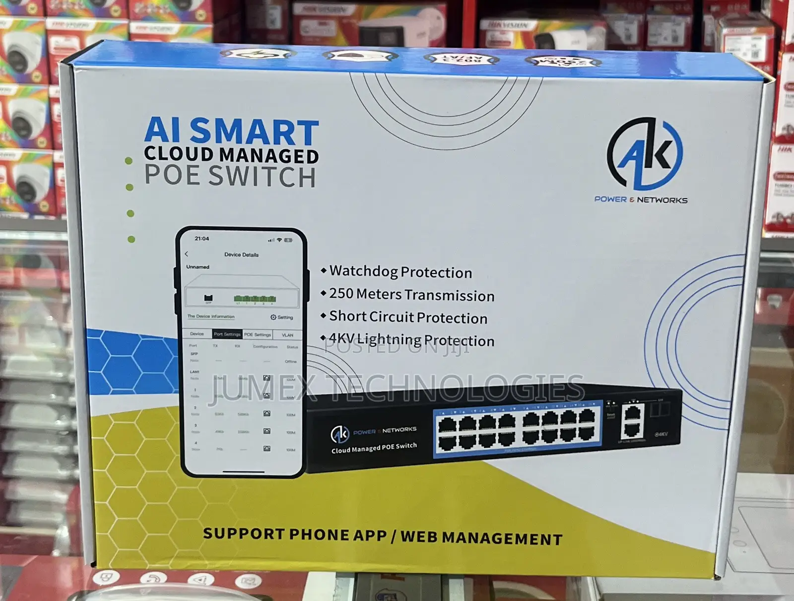16port Ai Smart Cloud Managed Poe Switch Ak Powrr Network
