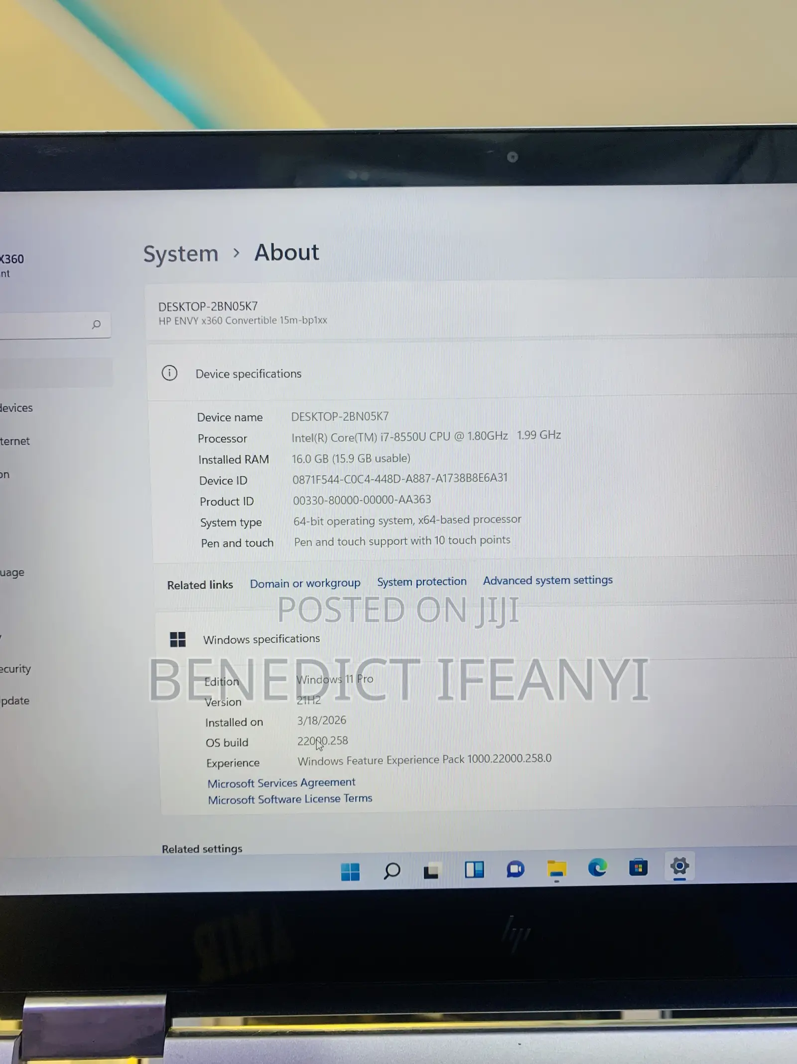Laptop HP Envy 15-ep0xxx 16GB Intel Core i7 SSD 256GB