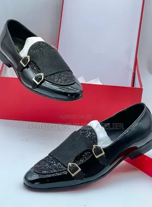 Men's Black Formal Double Monk Strap Loafers