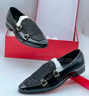Men's Black Formal Double Monk Strap Loafers