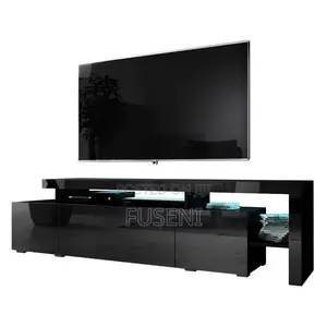 LED TV Stand for 75 Inch, With 3 Cabinets. For Living Room - Black