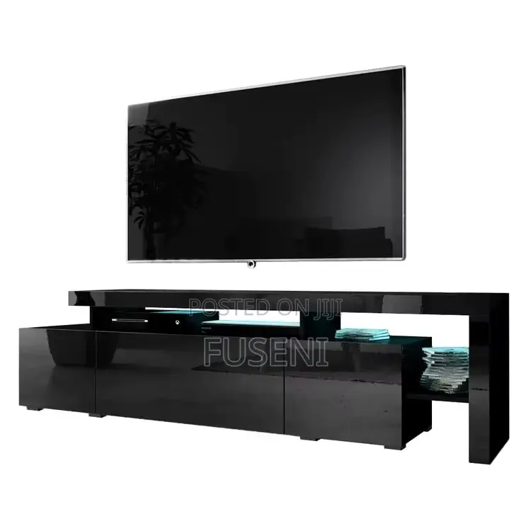 LED TV Stand for 75 Inch, With 3 Cabinets. For Living Room - Black