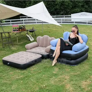 2-in-1 Inflatable Sofa – Portable Sofa Chair With Footrest