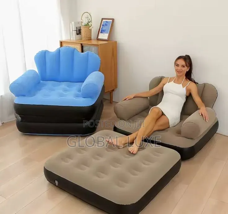 2-in-1 Inflatable Sofa – Portable Sofa Chair With Footrest