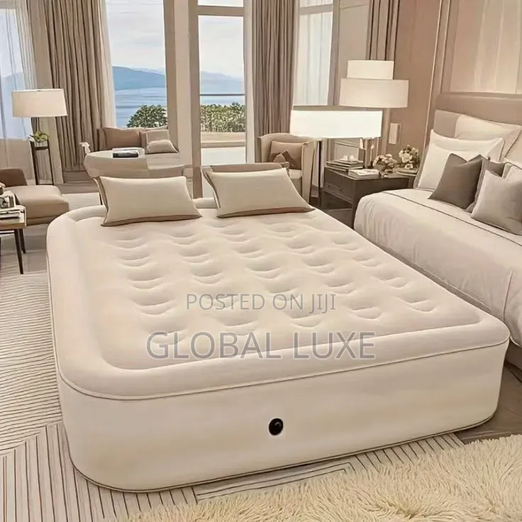 Double Inflatable Bed With Built-in Pump – Comfortable Air Mattress