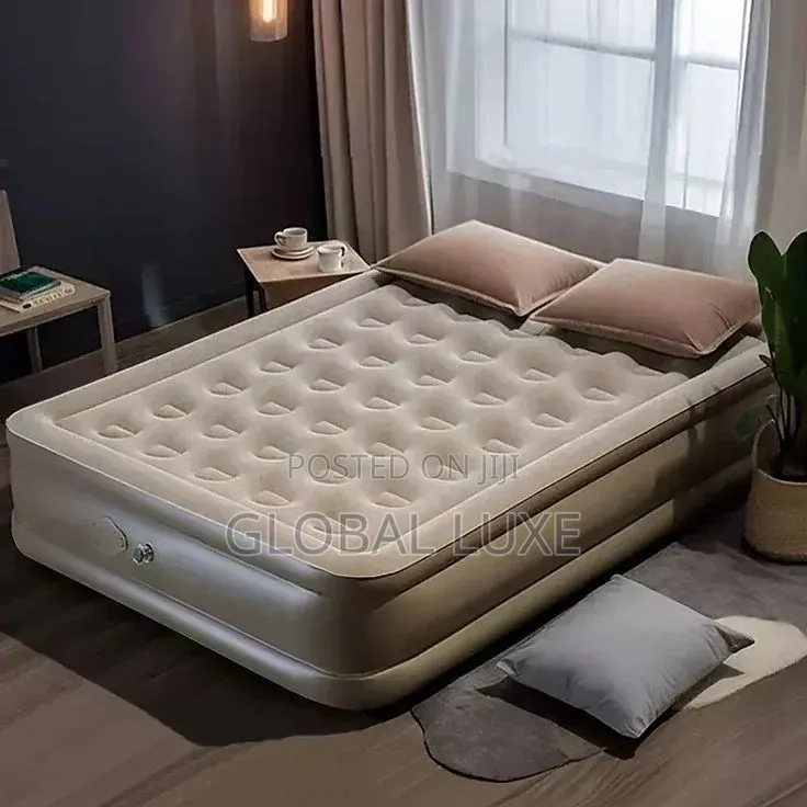 Double Inflatable Bed With Built-in Pump – Comfortable Air Mattress