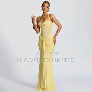 Women’s Elegant Strapless Ruched Bodycon Maxi Dress