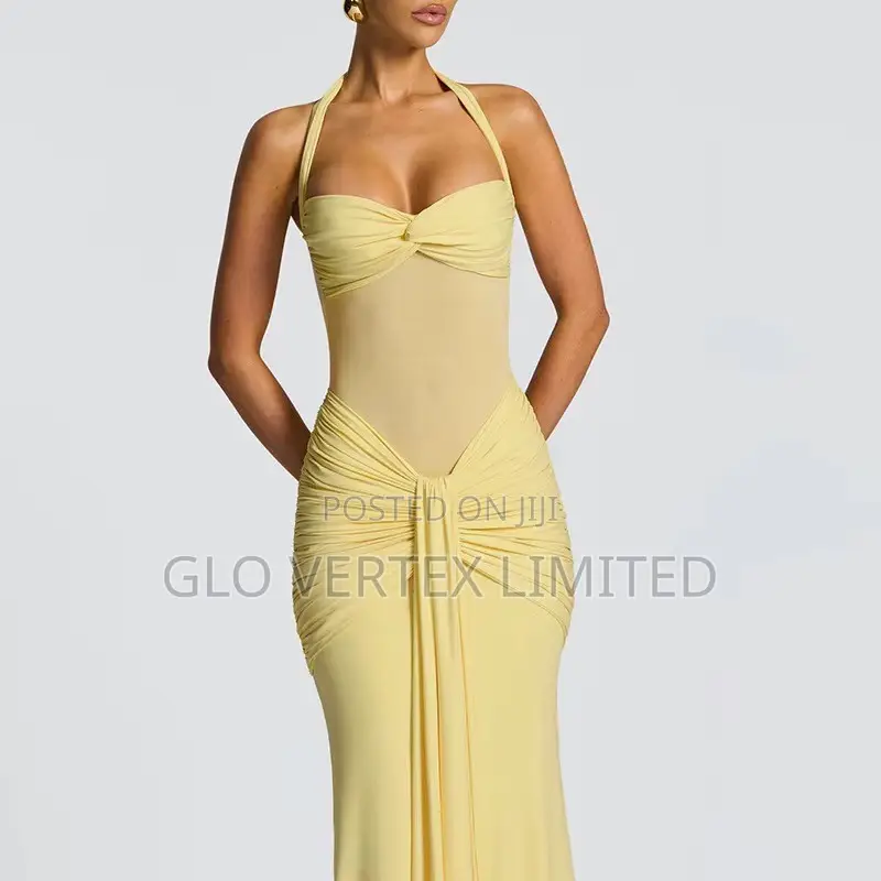 Women’s Elegant Strapless Ruched Bodycon Maxi Dress