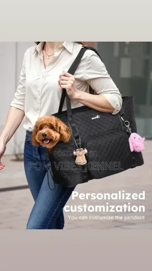Pecute Quilted Black Pet Carrier Tote Bag