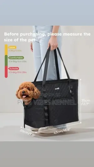 Pecute Quilted Black Pet Carrier Tote Bag