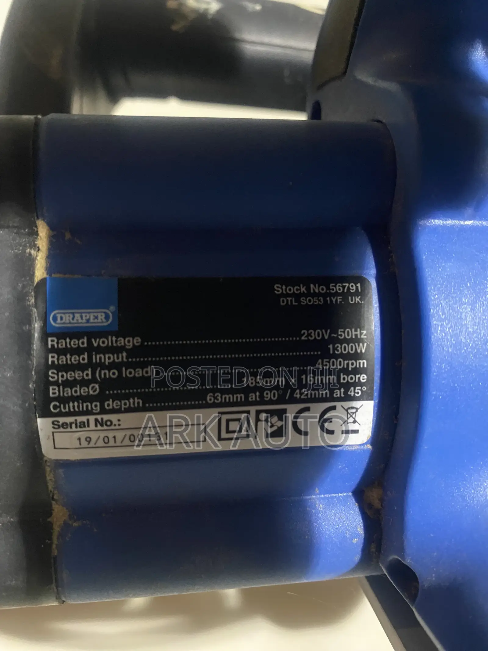 Draper 185mm Corded Electric Circular Saw (1300W) UK Used