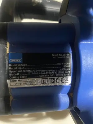 Draper 185mm Corded Electric Circular Saw (1300W) UK Used