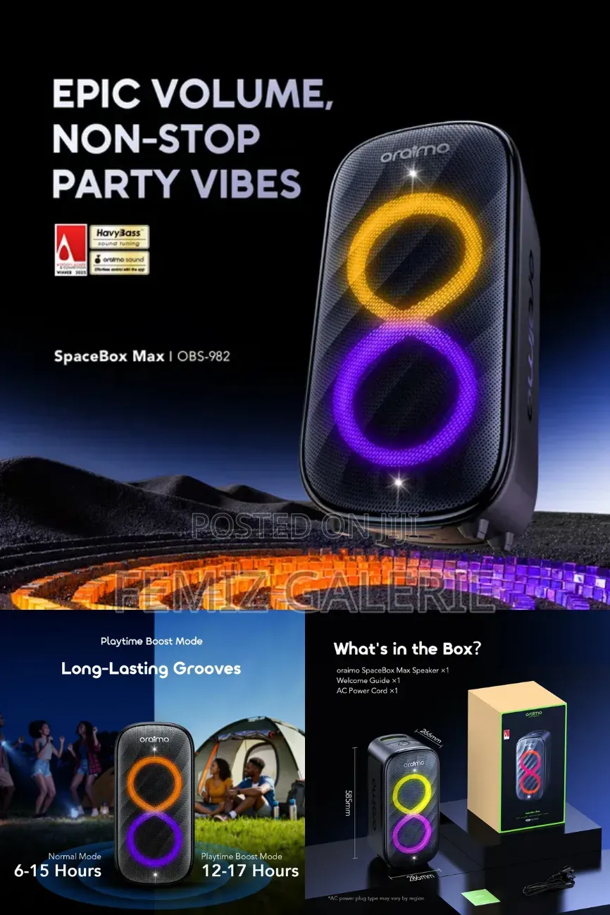 Oraimo SpaceBox Max 200W Auracast Bluetooth Speaker