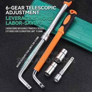 Heavy-Duty Telescopic Wheel Spanner Lug Wrench Set With 6-Gear System