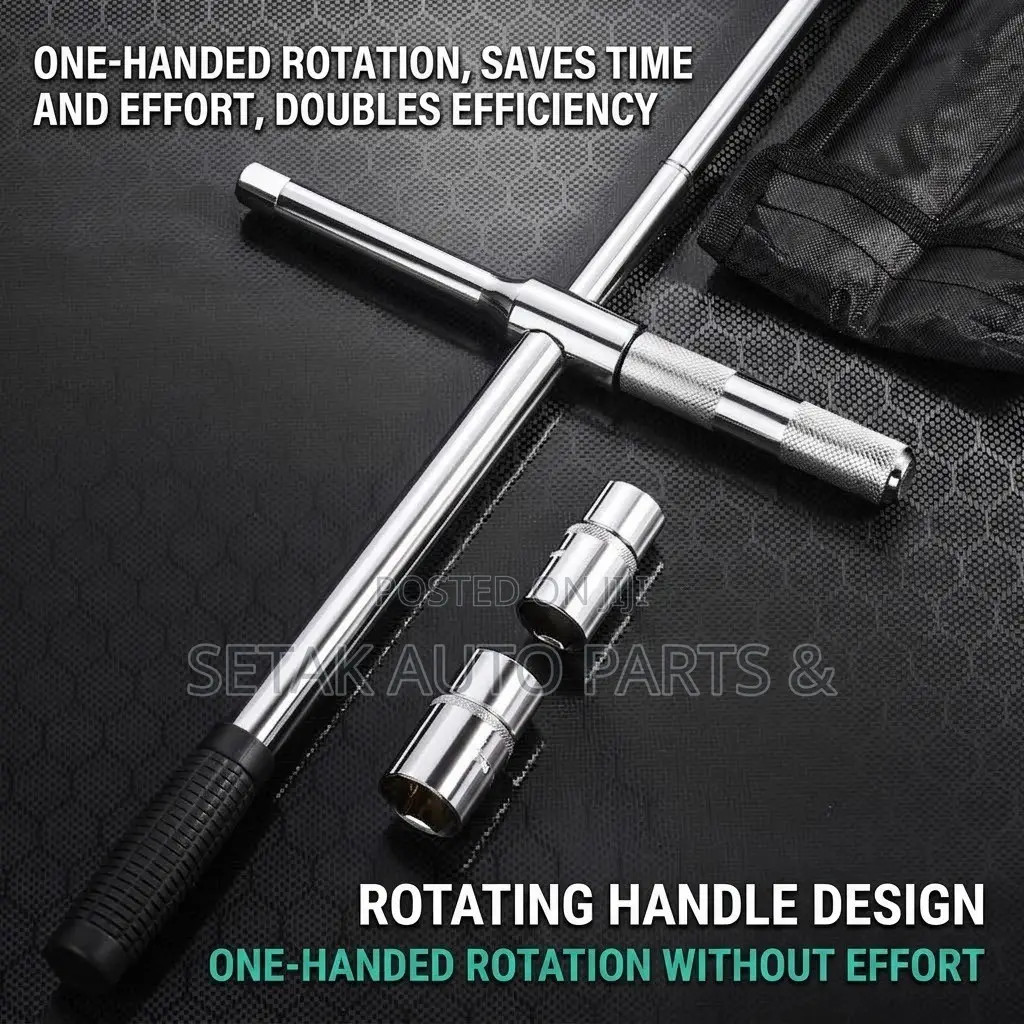 Heavy-Duty Telescopic Wheel Spanner Lug Wrench Set With 6-Gear System