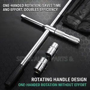 Heavy-Duty Telescopic Wheel Spanner Lug Wrench Set With 6-Gear System