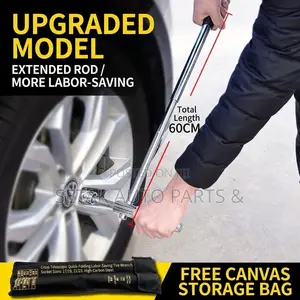 Heavy-Duty Telescopic Wheel Spanner Lug Wrench Set With 6-Gear System