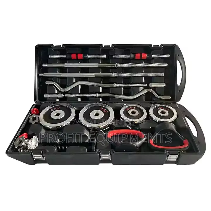 High Quality 55kg Chrome Cast Iron Adjustable Dumbbell Set With Box