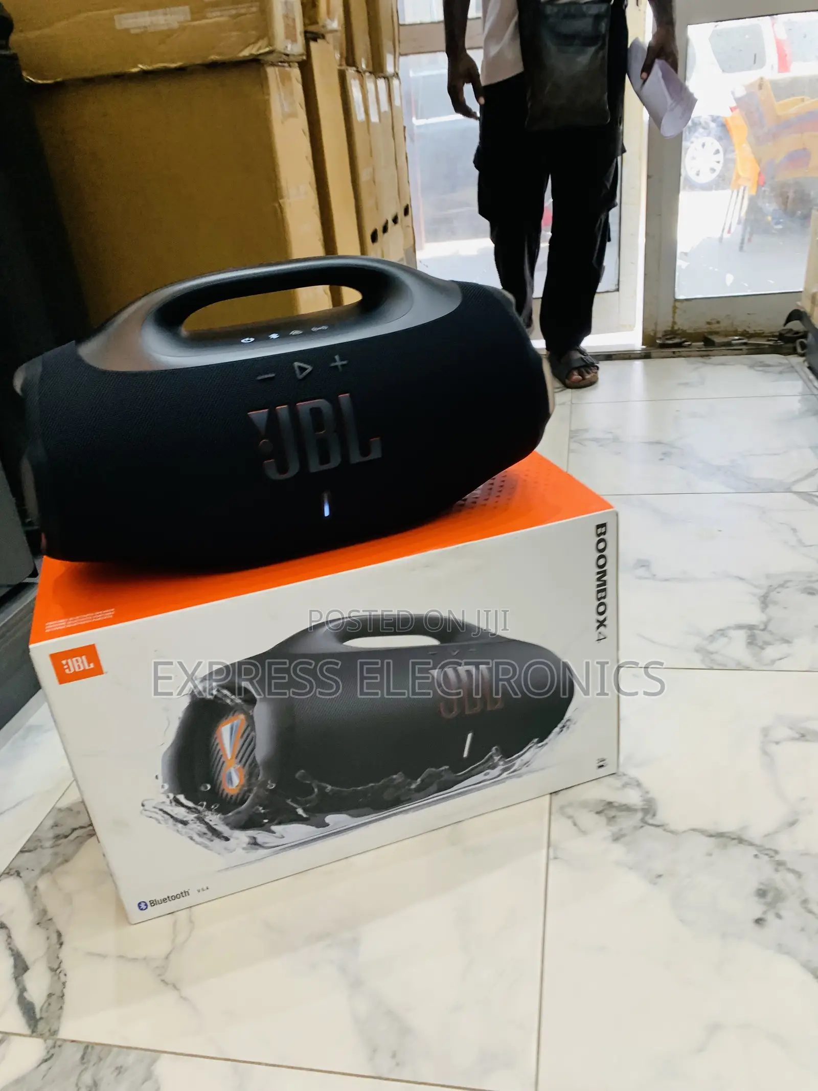 JBL Boombox 4 Portable Bluetooth Speaker, Waterproof,Deep Bass - Black
